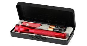 Комплектация Maglite M2A 73 L red, фонарь Maglite M2A 65 L, нож Victorinox, 2 батарейки АА